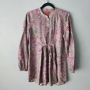 EUC SUNDANCE Gray Floral Tunic Top - Size S